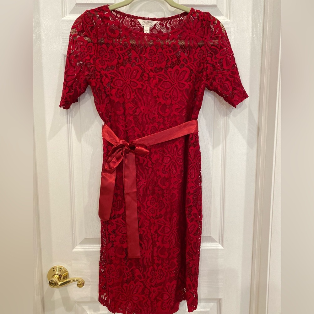LIKE NEW Maternity red lace dress size small